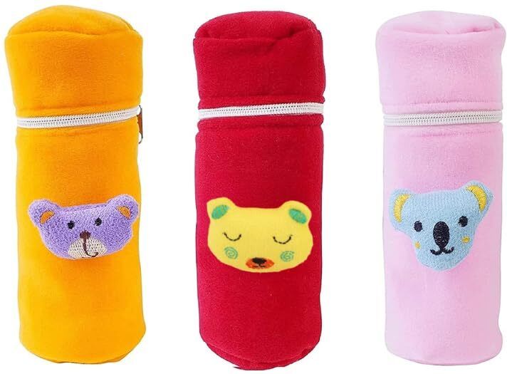 priyabhakta Soft Plush Baby Feeding Bottle Cover with Zip & Strap for Babies Pack of 3-picture-38