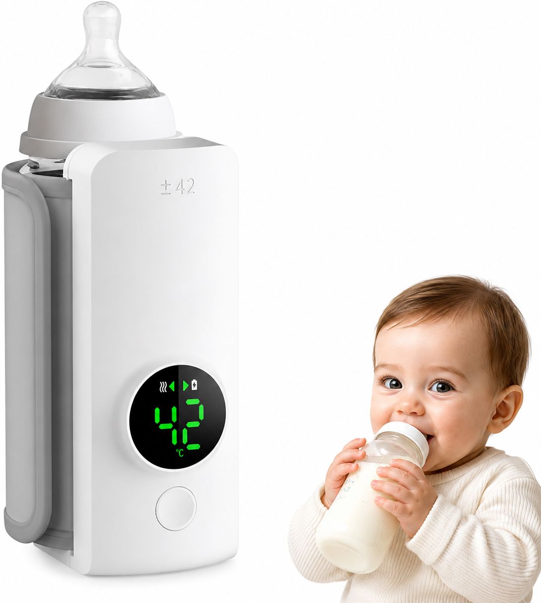 Portable Milk Warmer for Baby Bottle with 6 Temperature Control Levels-image-33