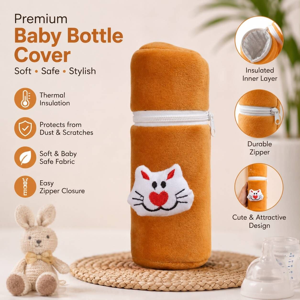 tanexo Baby Bottle Cover with Thermal | Zipper Bottle Protector-picture-5
