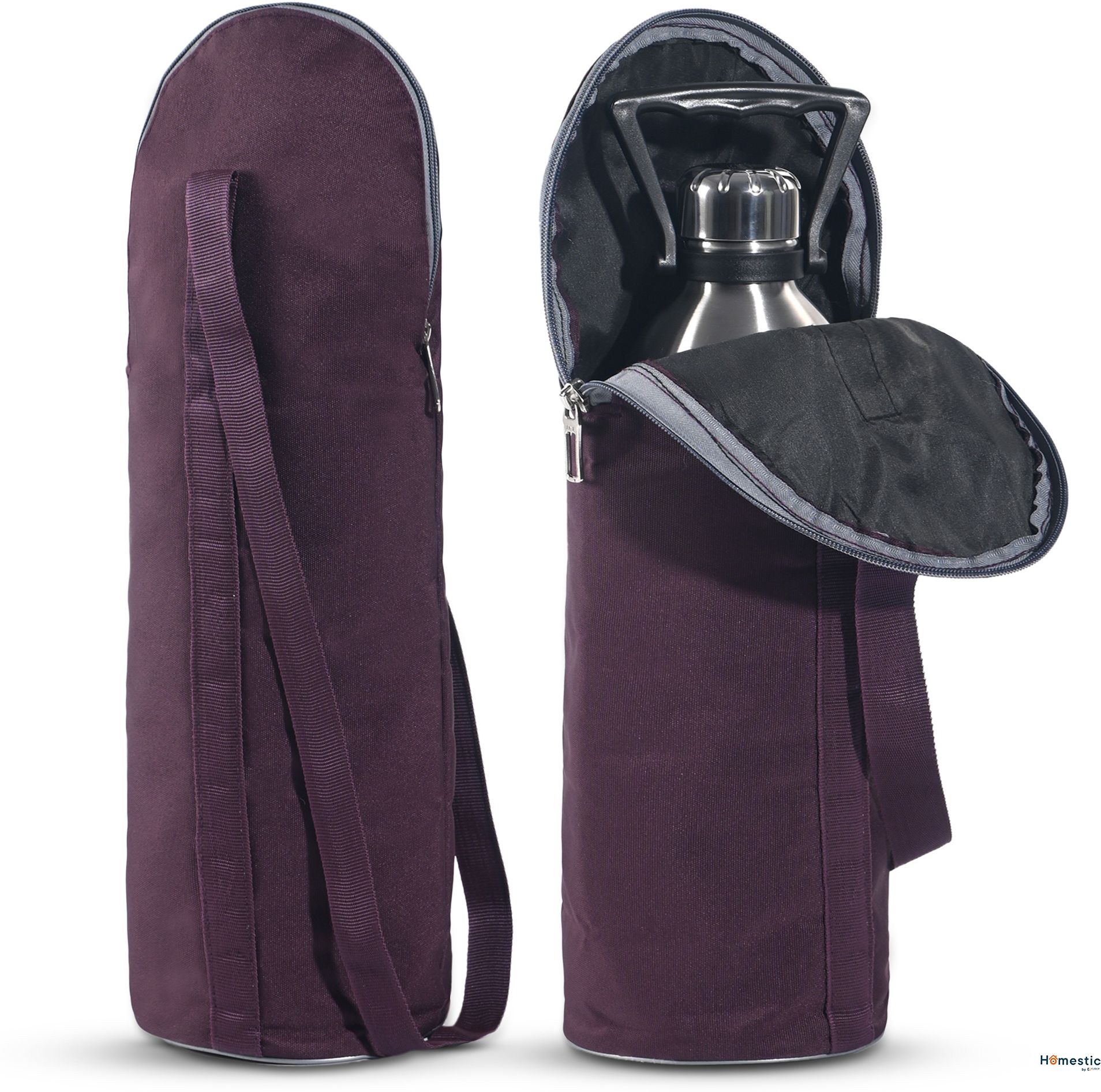 homestic 2 Pcs Rexine 2.5 Ltr Reusable Bottle Bag with Handle for Men & Women | Purple-picture-14