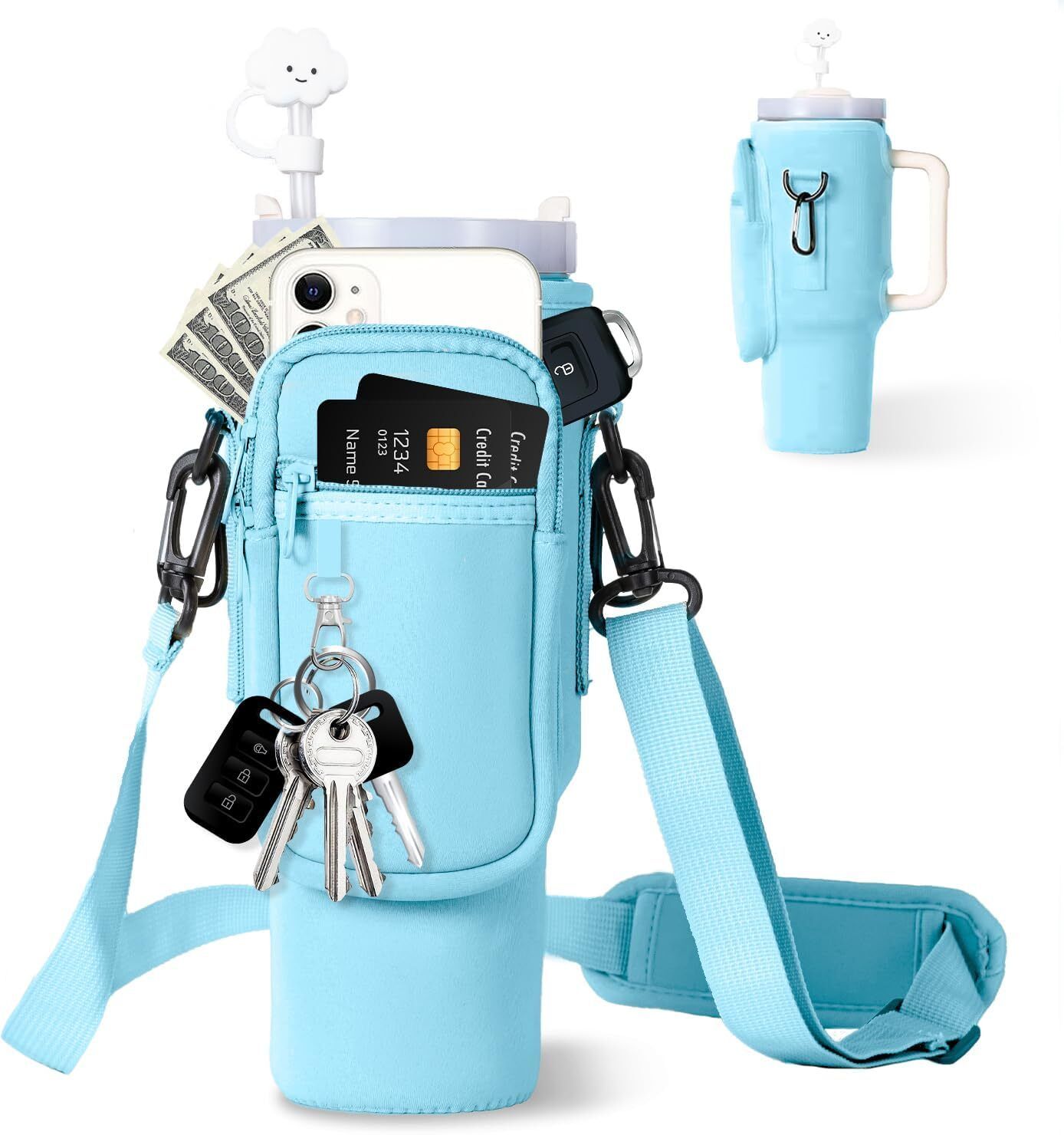 Water Bottle Carrier Bag for 40/30 oz Tumbler with Phone Pocket Water-image-18