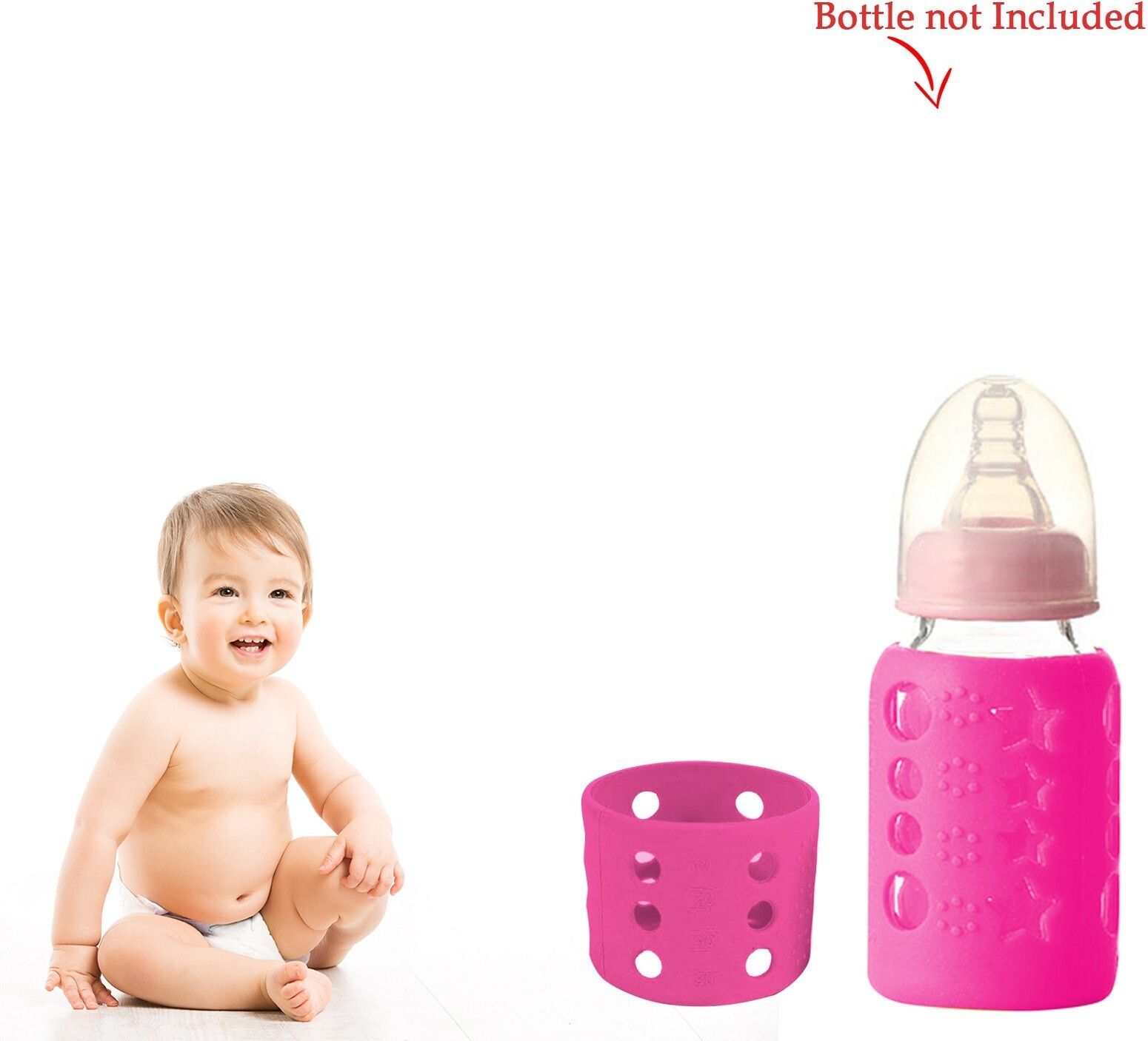 safe-o-kid -Silicone Baby Feeding Bottle Coverfor Insulated Protection, Small 60 Ml, Pink-picture-20