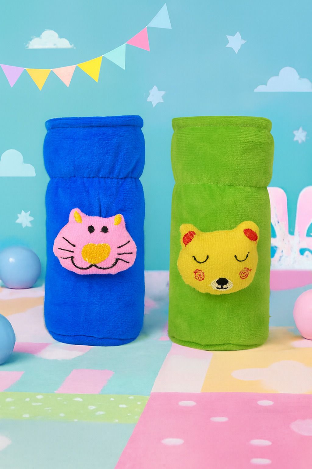 mw prints Soft Plush Baby Feeding Bottle Cover (60-125 ml) with Cartoon Strap, Durable-picture-31