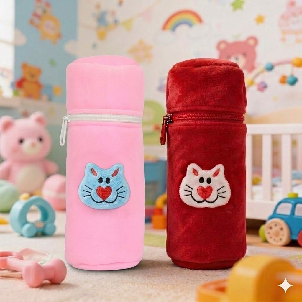 kudowhirl Baby Feeding Bottle Zip Cover Soft Plush Velvet Cartoon Elastic Strap-picture-48