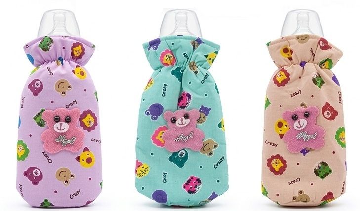 vyaki 3 Pcs Cartoon Baby Feeding Large Bottle Cover- Bottle Sleeve -Peach Green Pink-picture-33