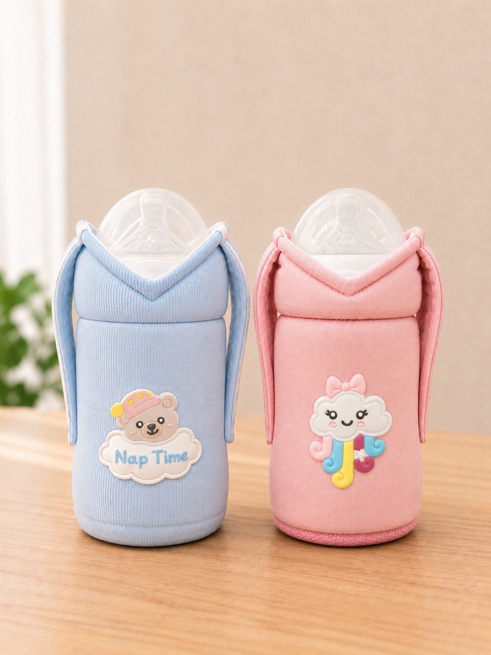 the little lookers Baby Feeder Cover Sleeve with Handles | Soft Water Resistant Bottle Cover-picture-33