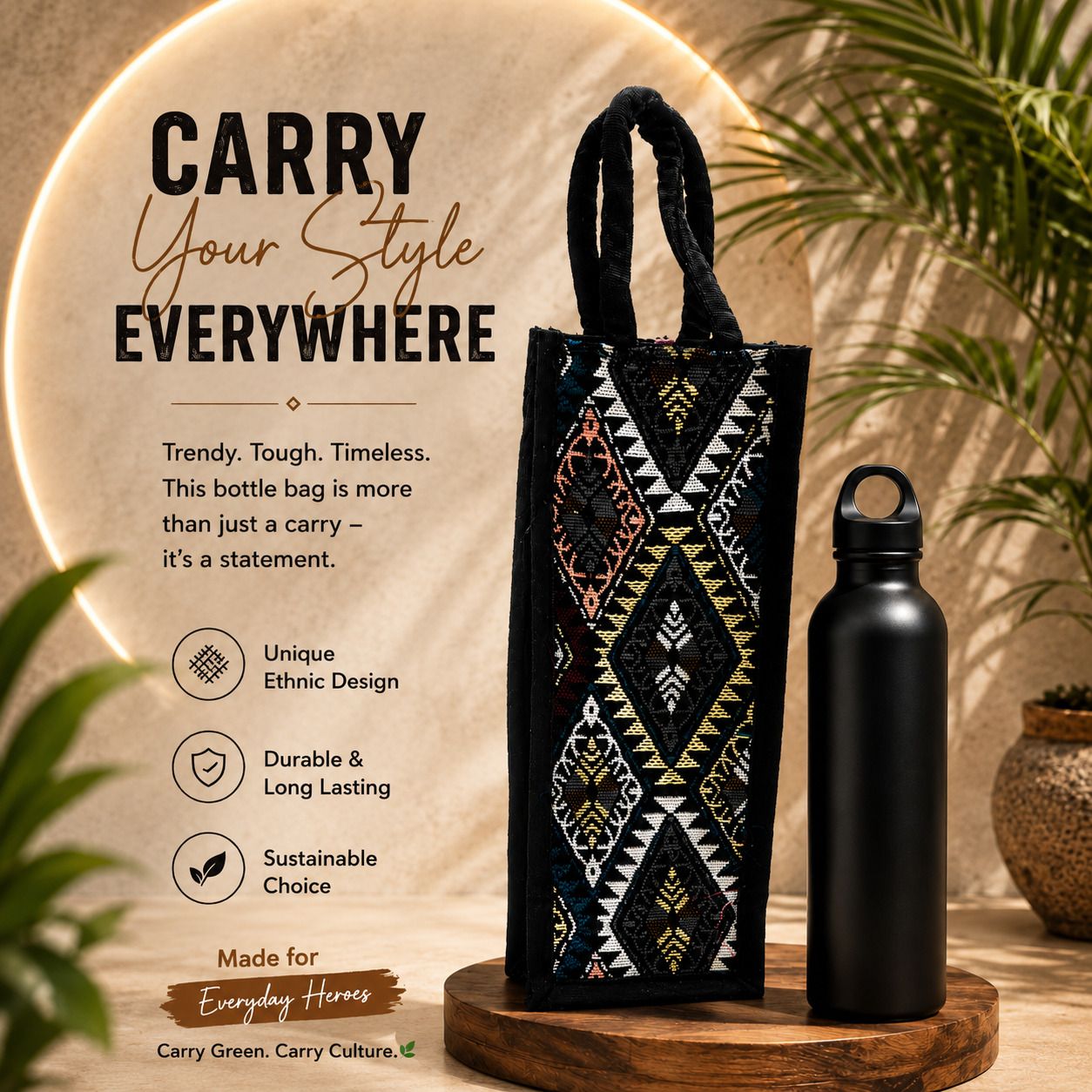 Printed Bottle Carry Bag/ Reusable Gift Tote Cover- Random Color-image-11