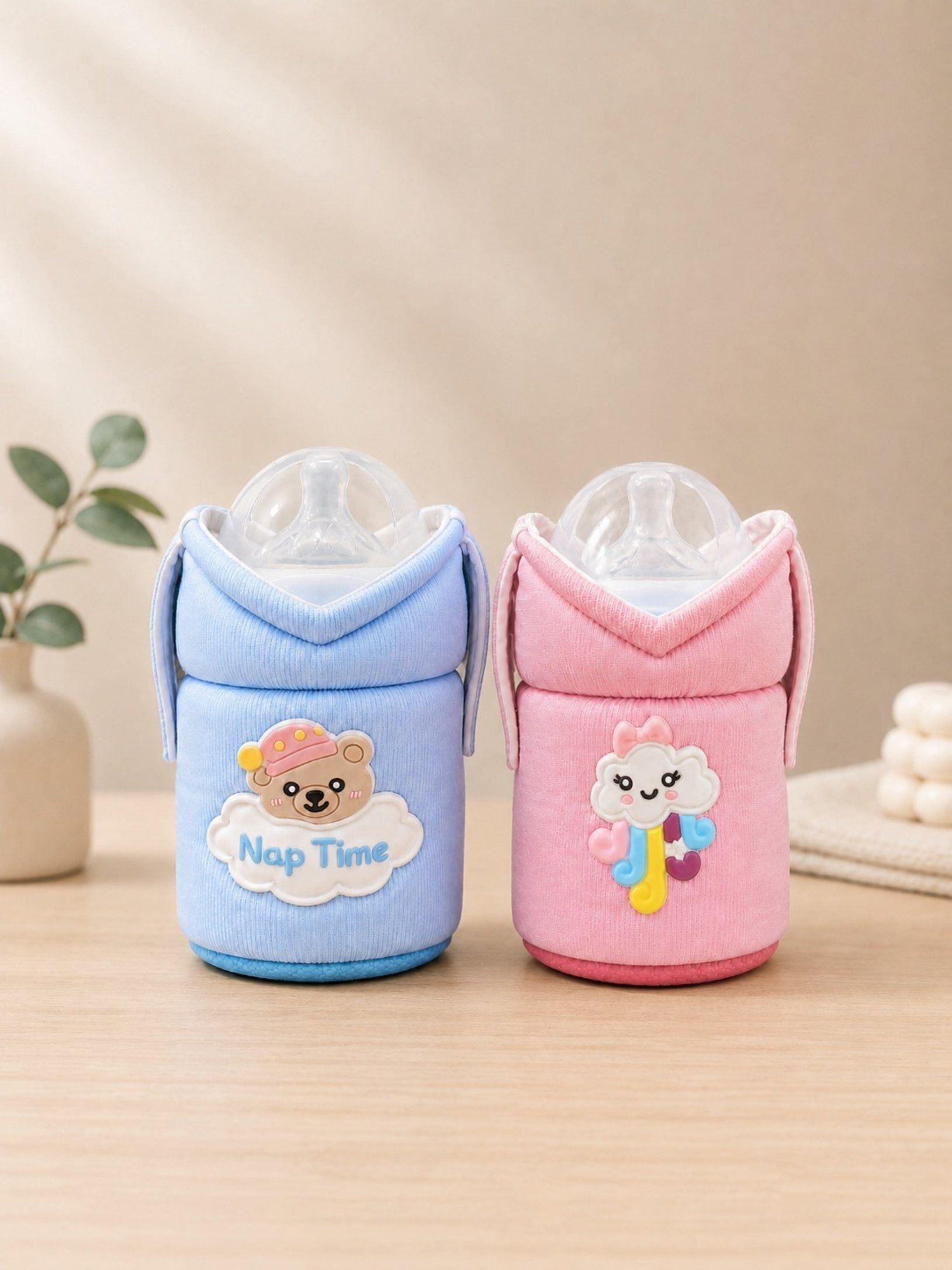 the little lookers Baby Feeder Cover Sleeve with Handles | Soft Water Resistant Bottle Cover-picture-40