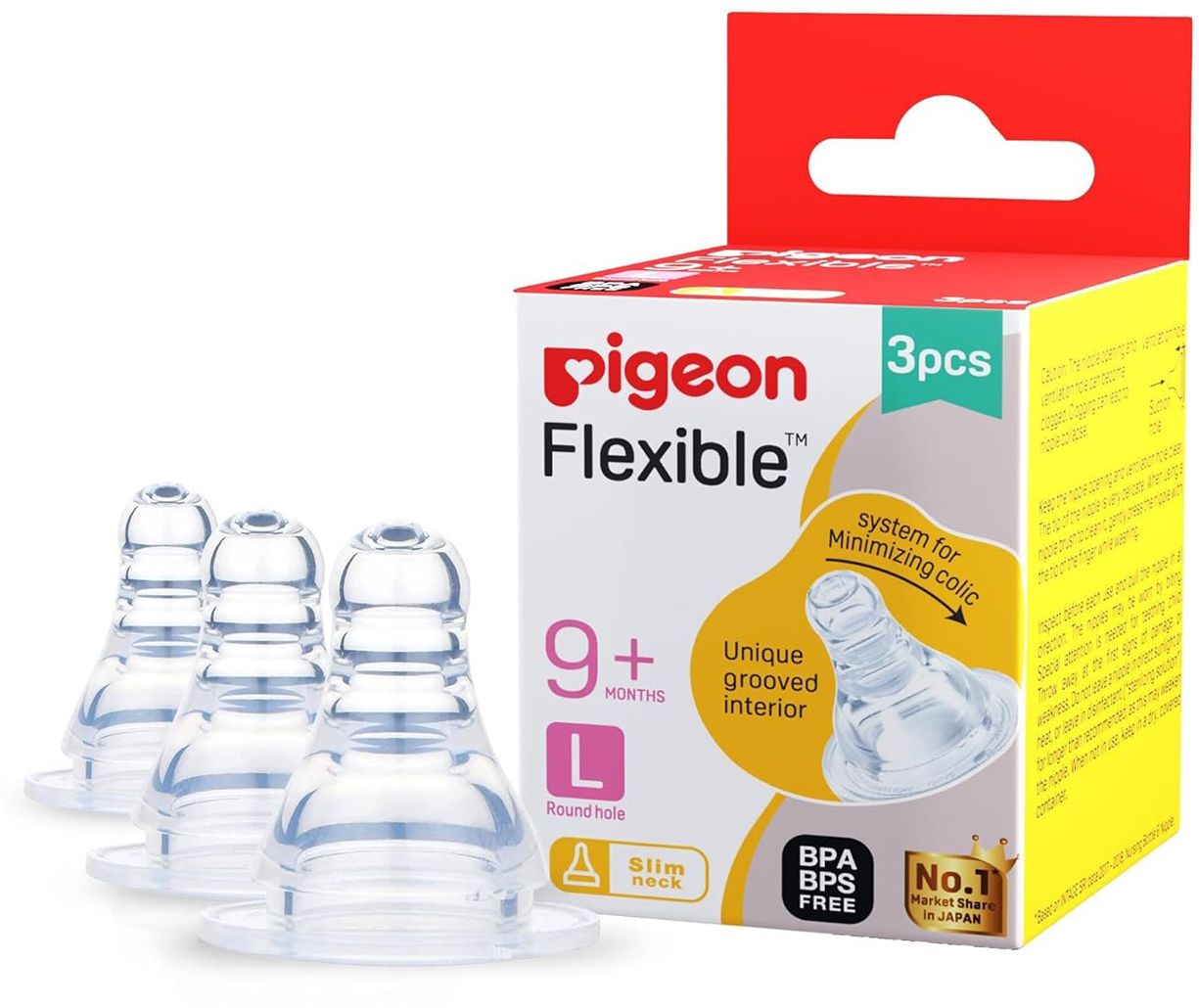 Flexible 9 month plus L size pack 3 nippl Fast Flow Nipple