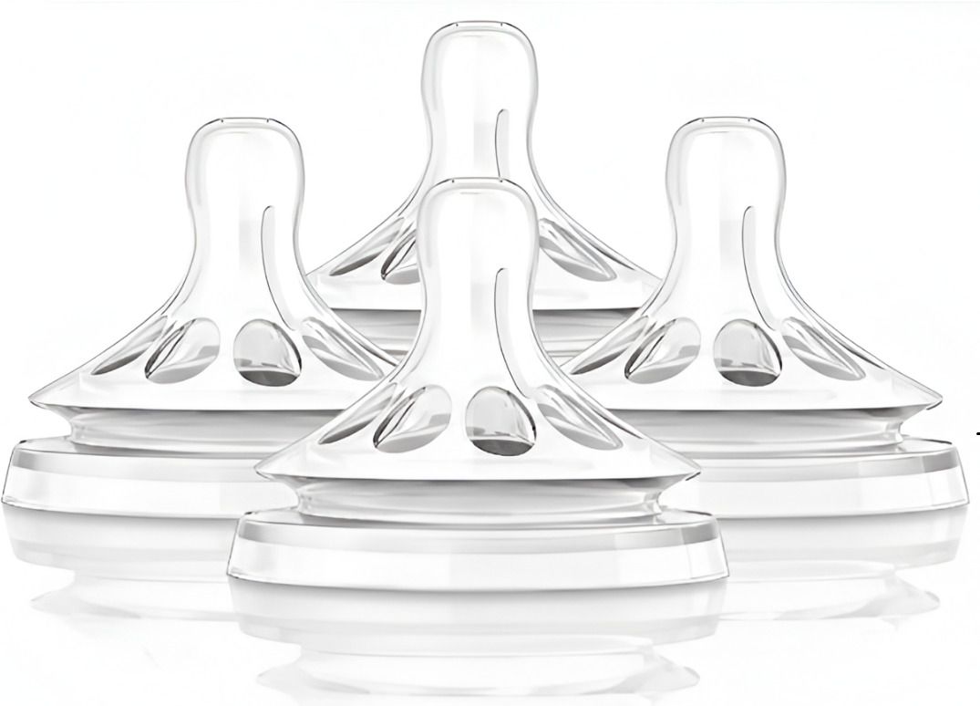 Natural Silicone Teat/Nipple with Comfort Petals,BPA-Free (Pack of 4) Medium Flow Nipple