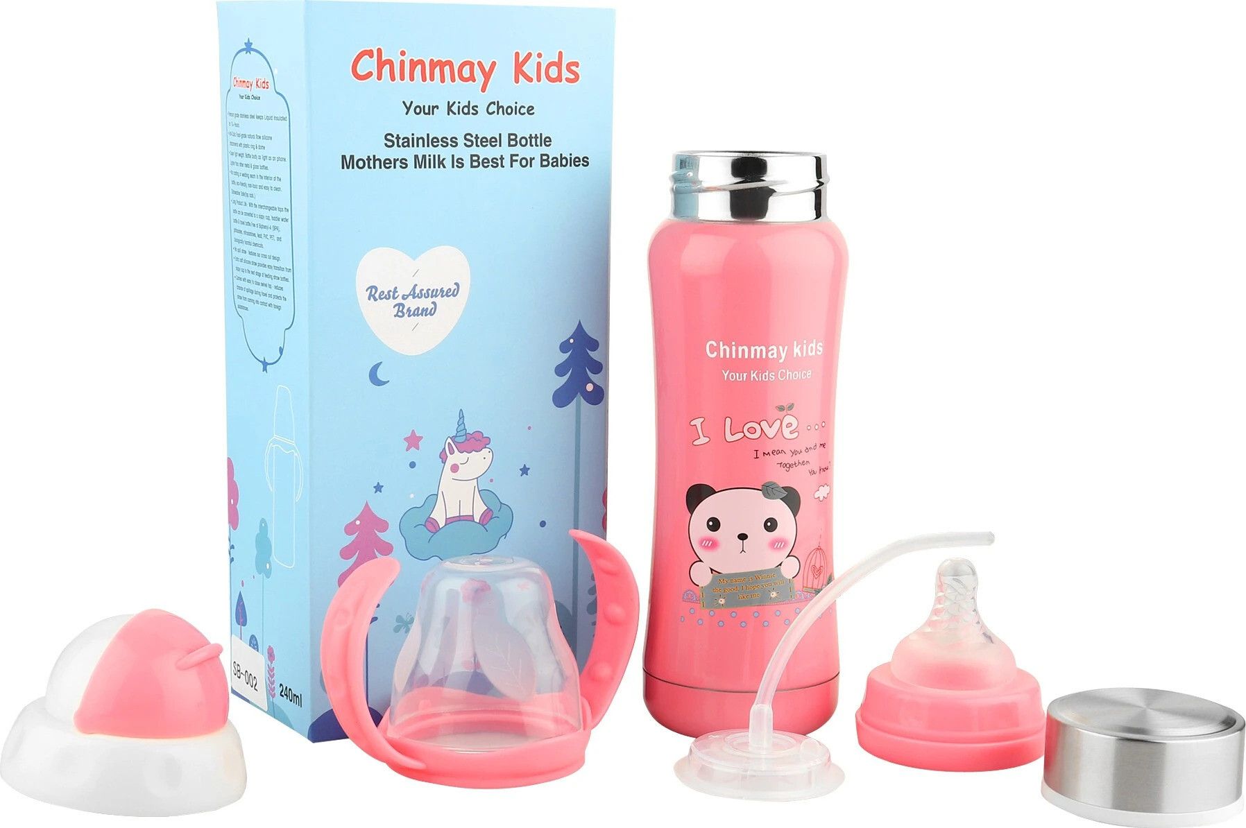 chinmay kids steel feeding bottle clr p24031 New Born Flow Nipple-picture-35