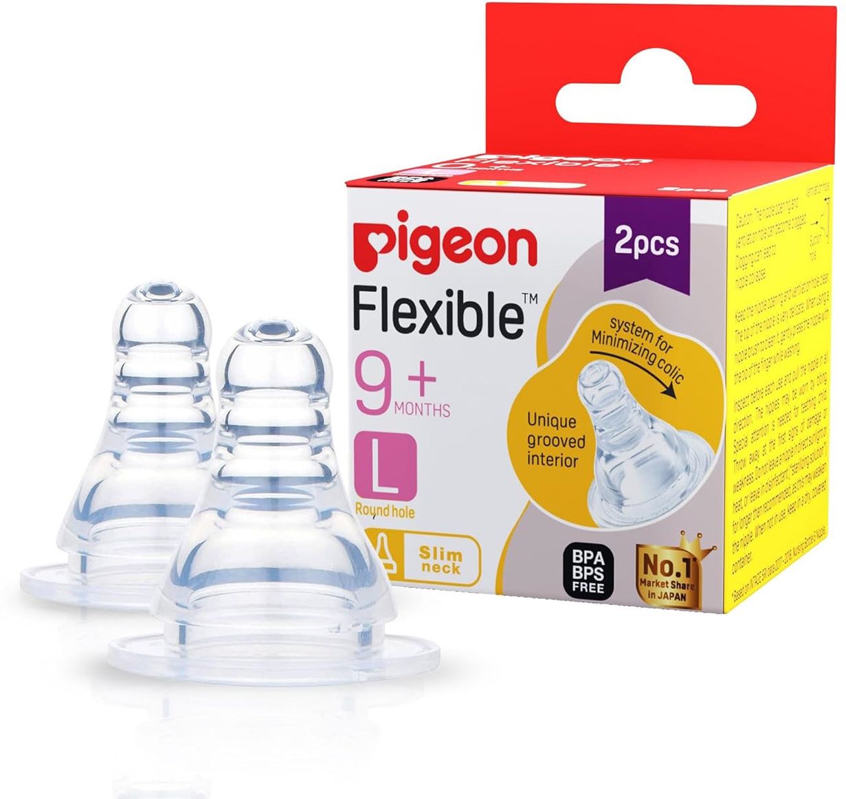 flexible 9 months plus L slim neck 2 pcs nippls Fast Flow Nipple