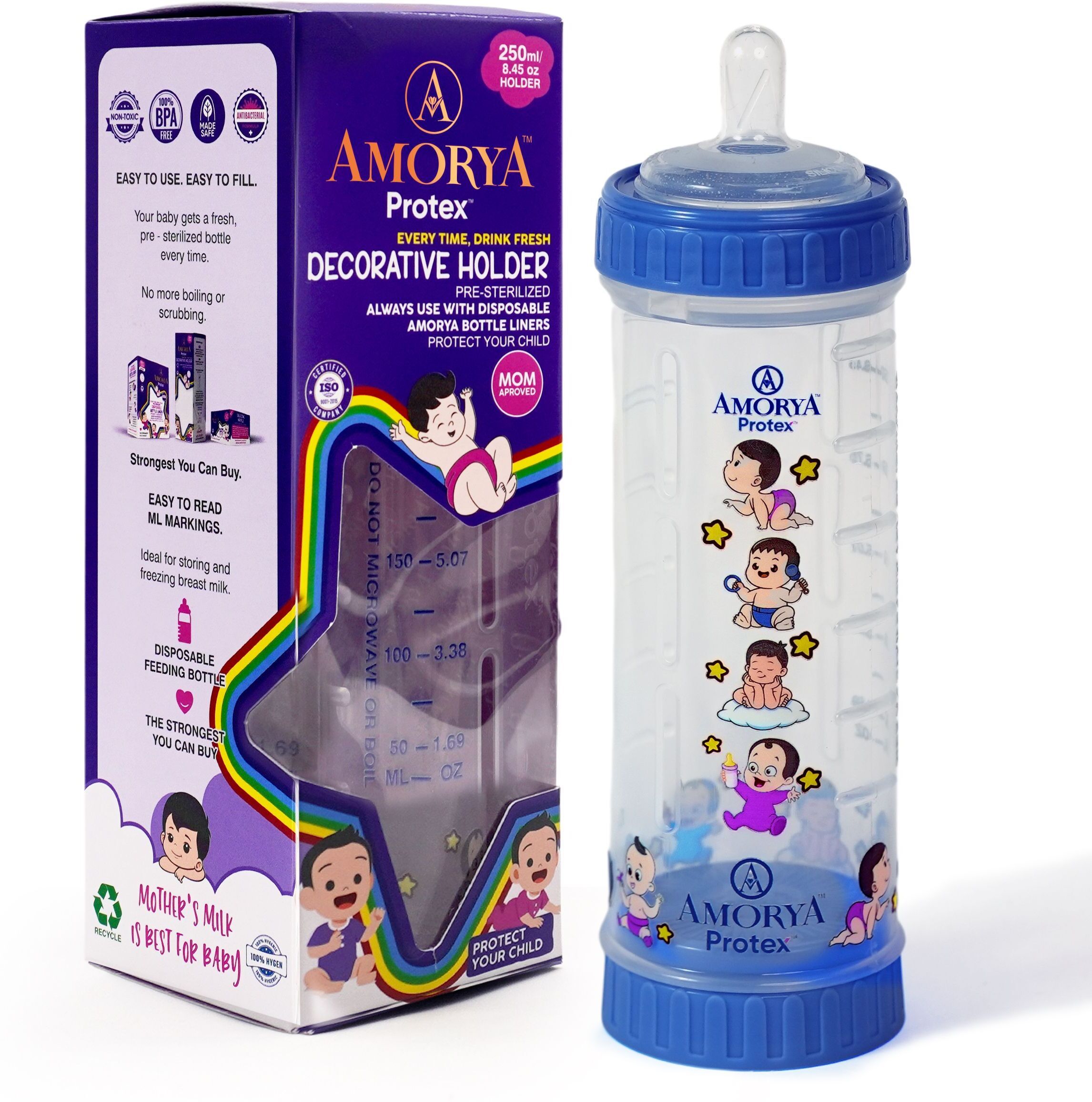 amorya Protex Bottle Holder | Disposable Liners | BPA Free | Travel Friendly Preemie Flow Nipple-picture-27