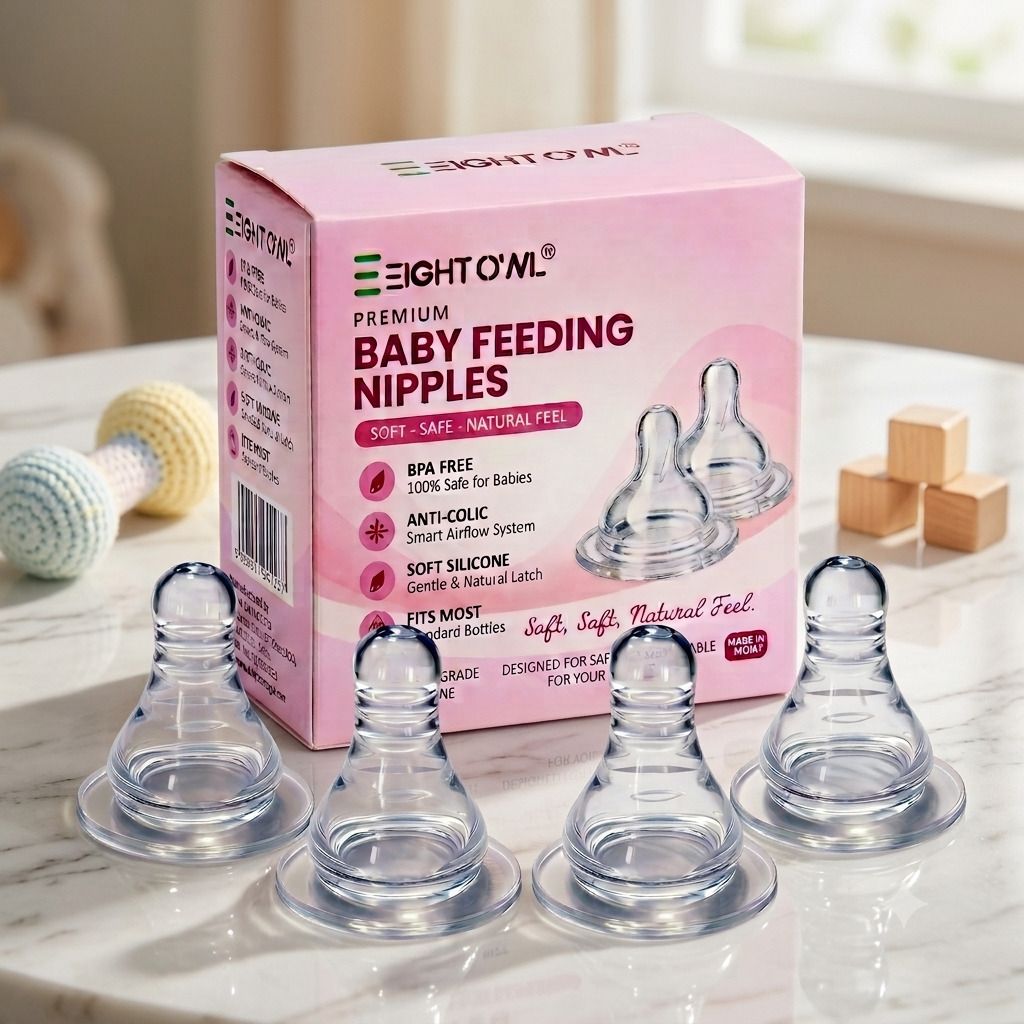 eight owl Soft Safe Silicone Baby Bottle Nipple |Suitable for 3-6 Months Babies Medium Flow Nipple-picture-44