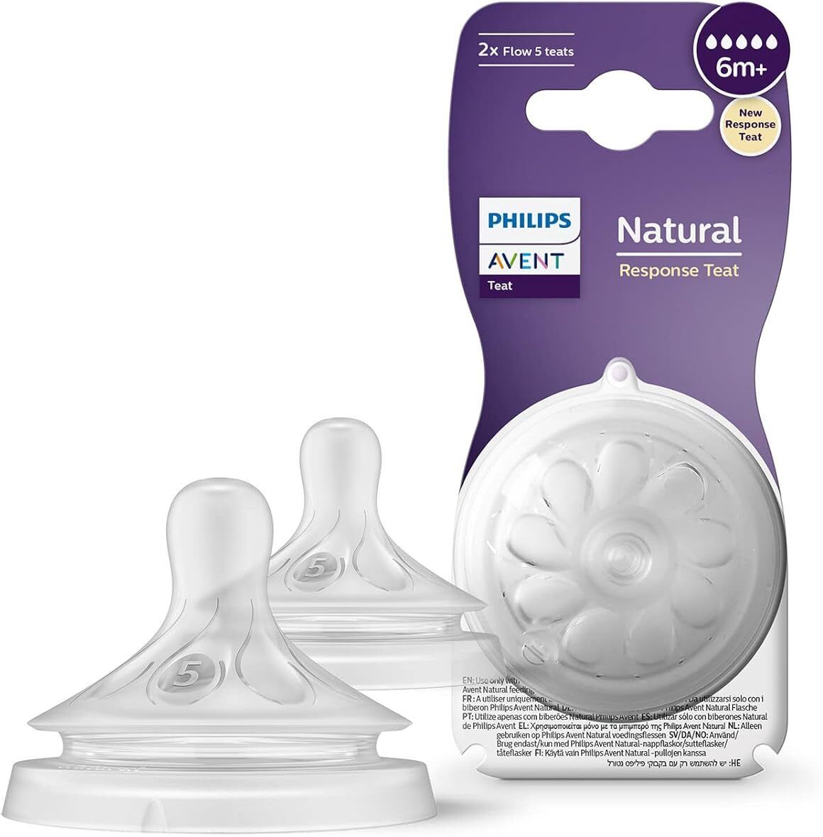 Natural Response Teat SCY965/02 | 6m+ age | Flow 5 | BPA free | Pack of 2 Fast Flow Nipple