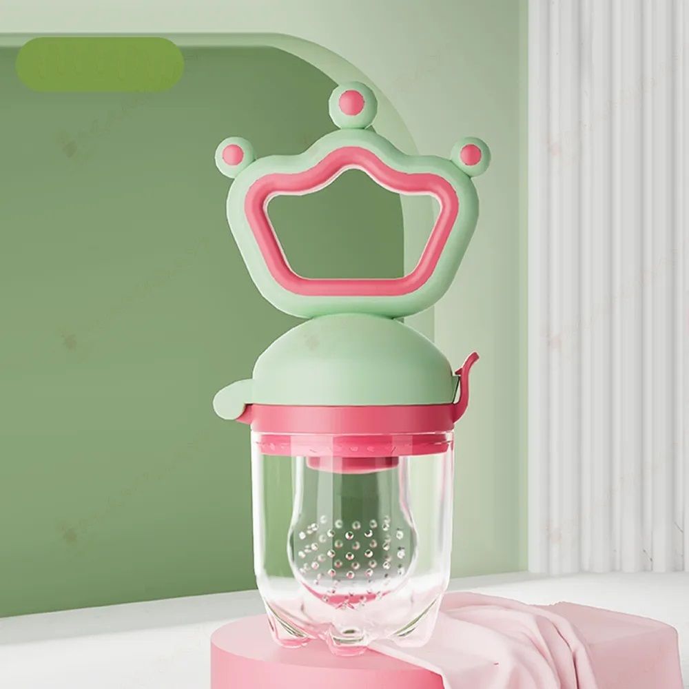 BPA-Free Silicone Baby Fruit Feeder Pacifier/Nibbler with Crown Handle (2) Medium Flow Nipple-image-28