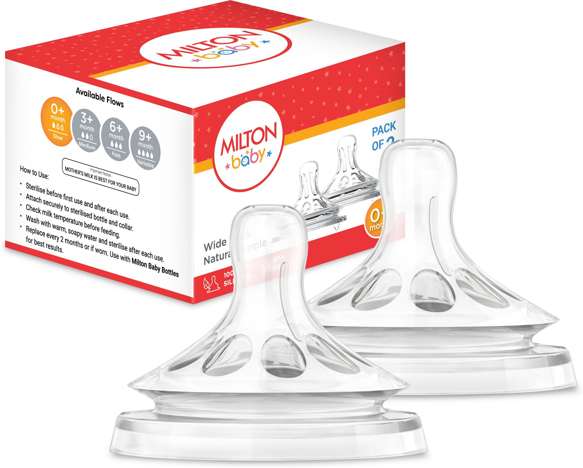 Anti Colic Silicone Teat/Nipple for Wide Neck Bottle, BPA Free, 0+ Month Slow Flow Nipple-image-26