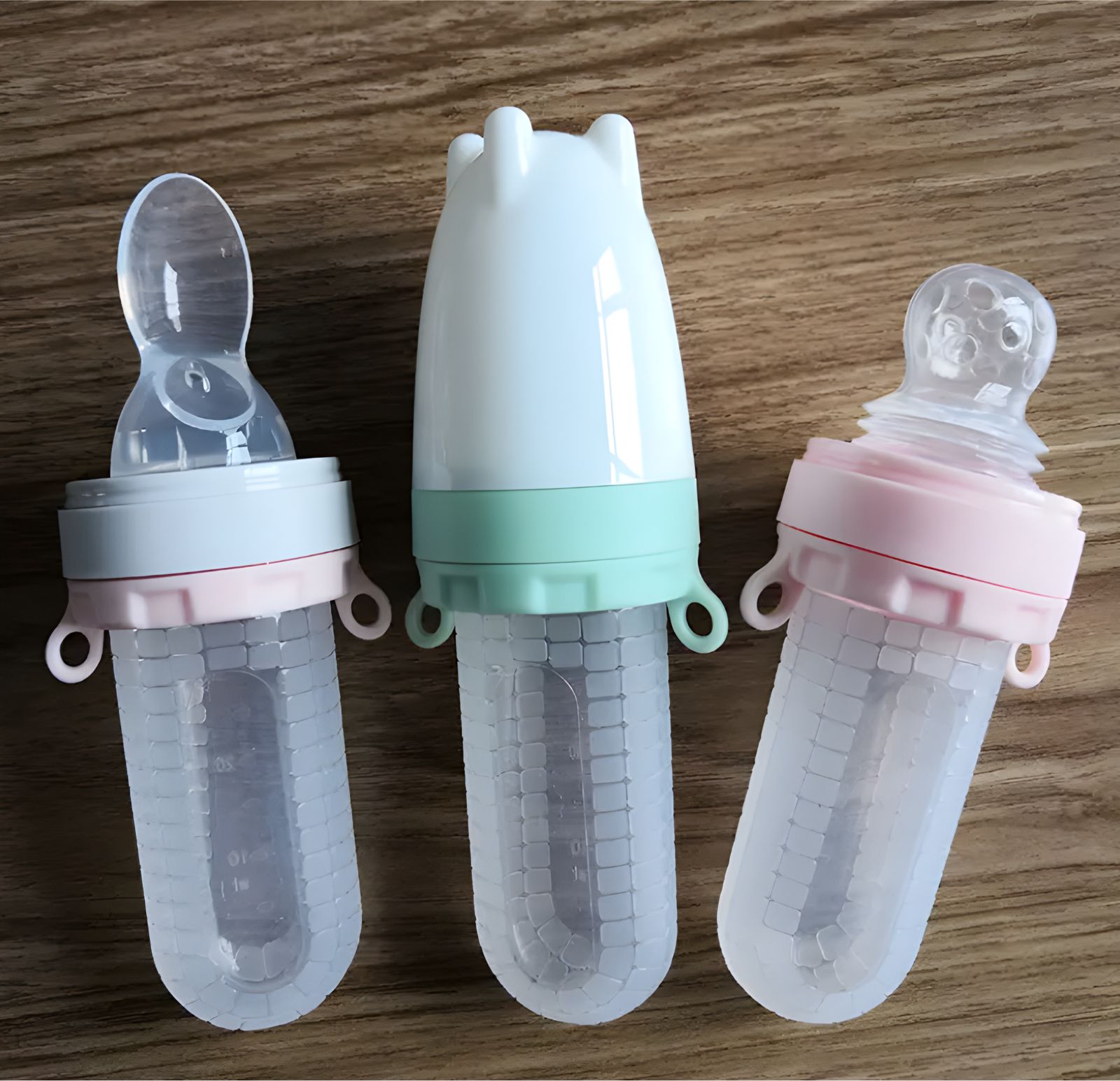 Food Grade Silicone Baby Feeding Bottle with Spoon and Nipple Pacifier New Born Flow Nipple