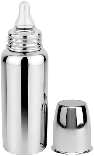 Baby's Stainless Steel Feeding Bottle | Silver 16 | Pack of 1 | 240 Ml Medium Flow Nipple