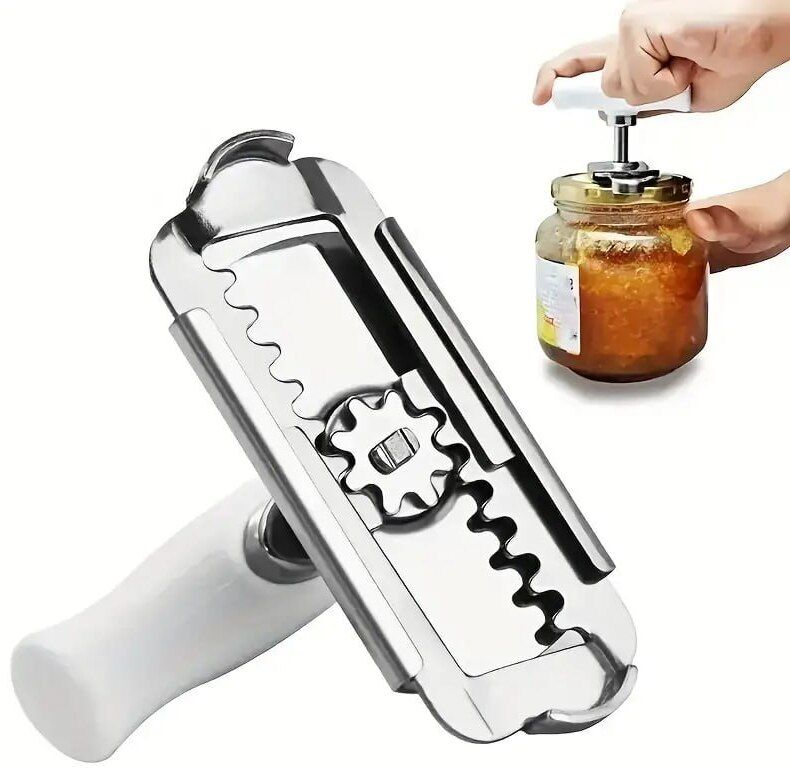 shukan group Multi-Function Bottle Cap Opener Adjustable Stainless Steel Lids off Jar Opener for Weak Hands Seniors Bottle Opener-picture-31