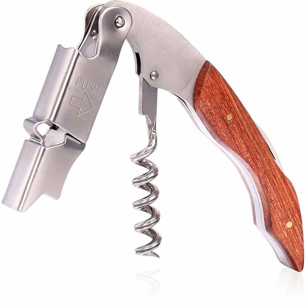 supvox FKF12-0XIC8Y8 Corkscrew Wine Bottle Opener Stainless Steel Wood Handle Foil Cutter Bottle Opener-picture-10