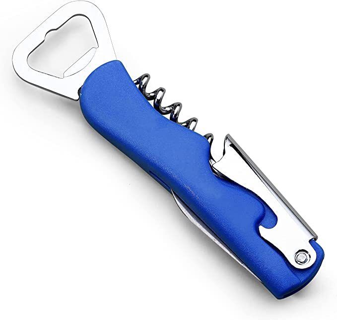 nexshop ™Wine Bottle Opener Waiter Corkscrew Wine Openers Heavy Duty Stainless Steel Bottle Opener Foil Cutter Stainless Steel Cork Srew Stylish Knife Multipurpose Bottle Opener-picture-10
