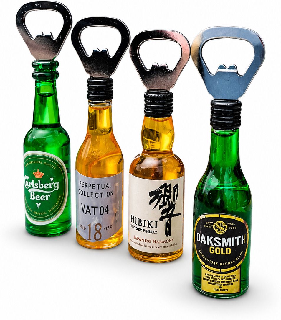 Decorative Mini Bottle Openor with fridge magnet | Gifts | Pack of 4 Beer bottle openor Bottle Opener Set-image-1