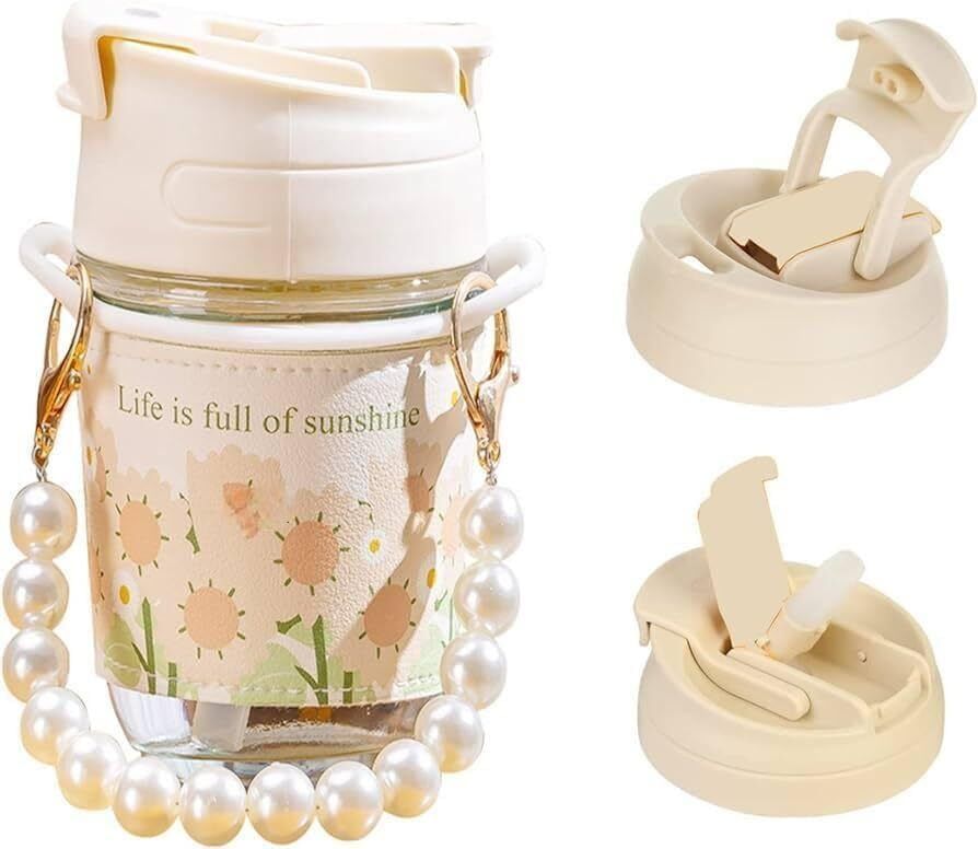 Glass Coffee Mugs With Pearl Chain Belt & Sleeve Pack Of 1-image-37