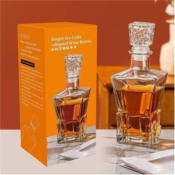 Elegant Ice Cube Base Glass Decanter (1000 ML) WISKY STORAGE Decanter-image-13