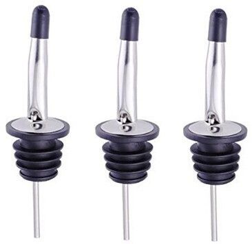 3 Pcs Olive Oil Liquor Wine Free Flow Pourer Dispenser With Cap Stainless Steel Bottle Stopper