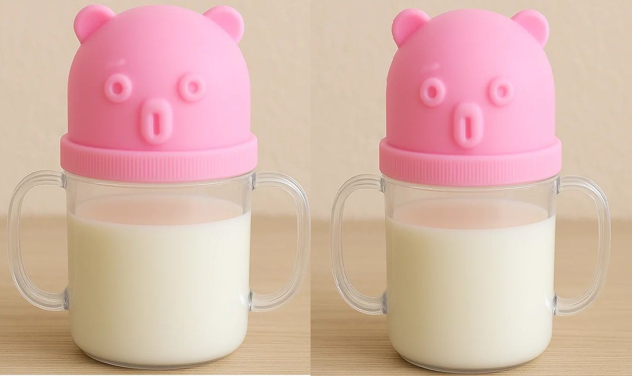Baby milk sippy mug – leakproof lightweight nursing cup for kids (250 ml / 2 pc) plastic Kids Tongs-image-24