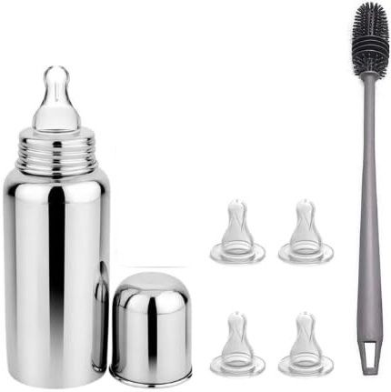 STEEL, Silicone FEEDING BOTTLE+BRUSH+NIPPLE Tongs-image-34