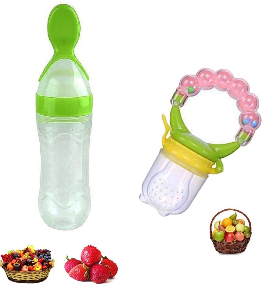 Veggie Feed Nibbler - Fruit Nibbler with Rattle Toy/Feeder Silicone feeding bottle, Fruit Nibbler/Silicone Food,Soft Pacifier/Feeder Tongs