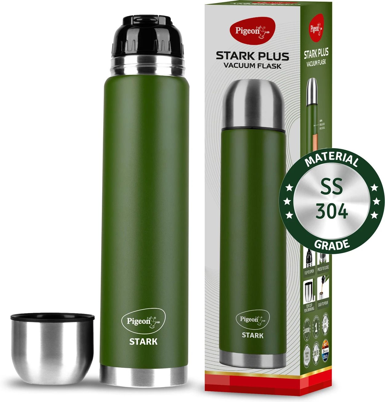 pigeon 24 Hrs Hot & Cold Therminox Vaccum Insulated 1000 ml Steel Flask-picture-24