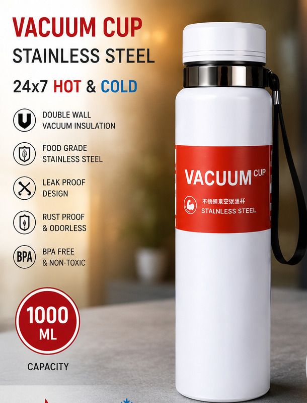 Bottle 1000 ml Hot & Cold | Premium SUS 316 Stainless Steel Vacuum Flask 1000 ml Stainless Steel Flask-image-44