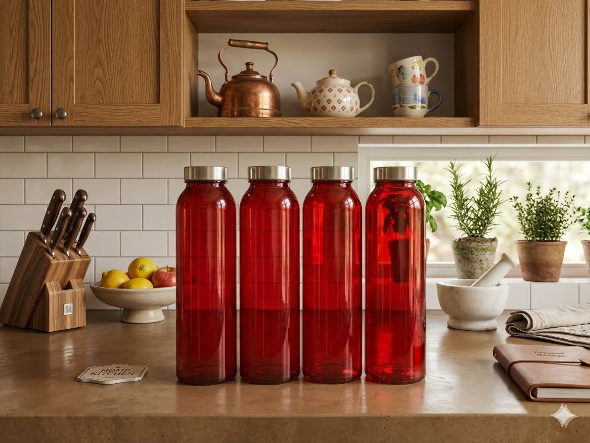 petallume 800ml Red Laila glass Bottle pack of -4 800 ml Glass Bottle-picture-33
