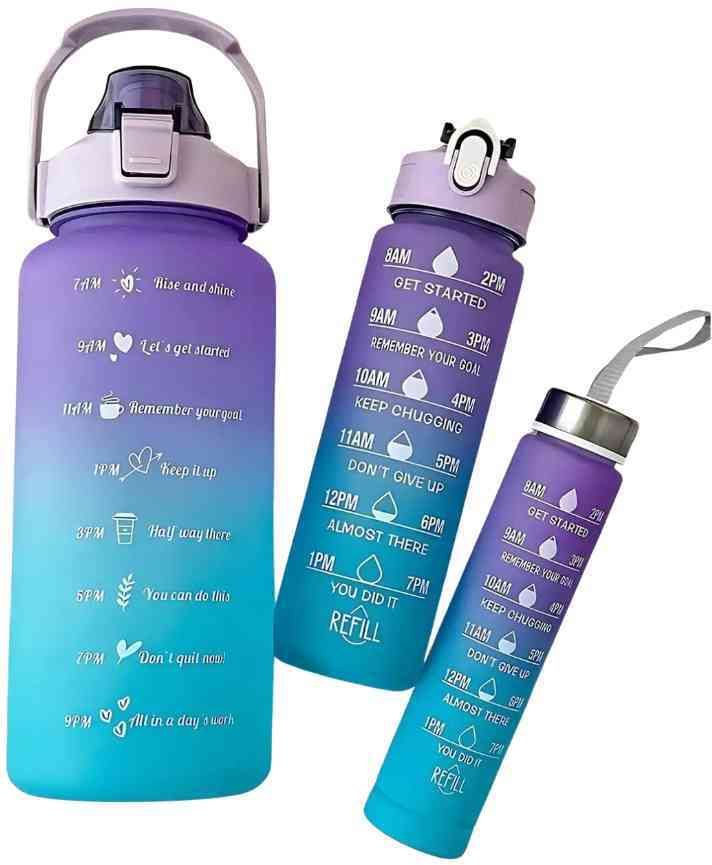Motivational Water Bottle Set of 3 with Time Marker 1000 ml Plastic Bottle-image-36