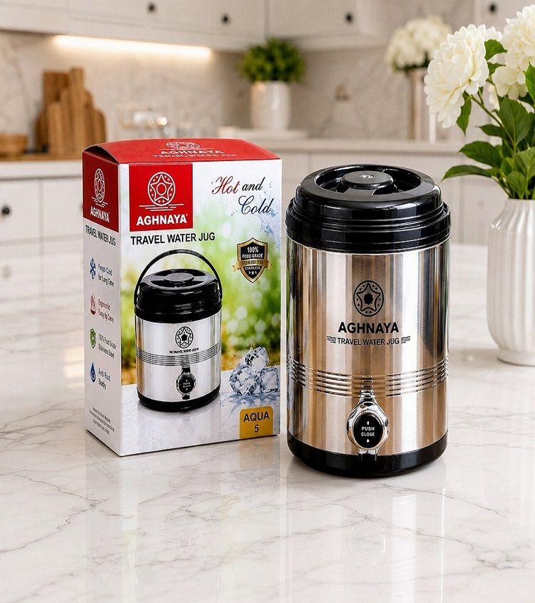 Insulated Water Jug 5 Litre Water Jug Sturdy Base Water Dispenser for home 5000 ml Stainless Steel Bottle-image-44