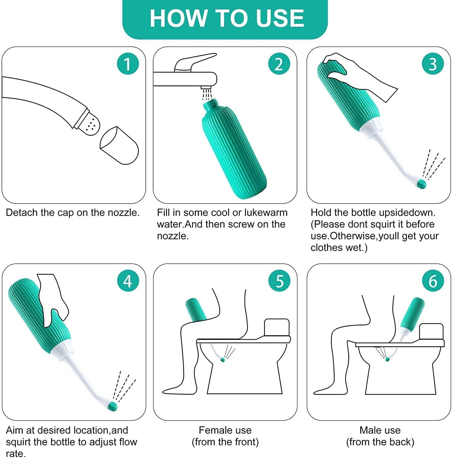 Portable bidet, Jet Spray for Toilet | Retractable, 2 angled Nozzles P69 Manual Bidets