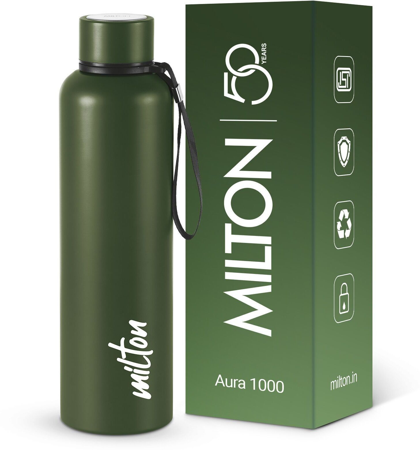 milton Aura 1000 Thermosteel Water Bottle, Leak Proof Lid, ISI Certified Green 1000 ml Steel Flask-picture-25