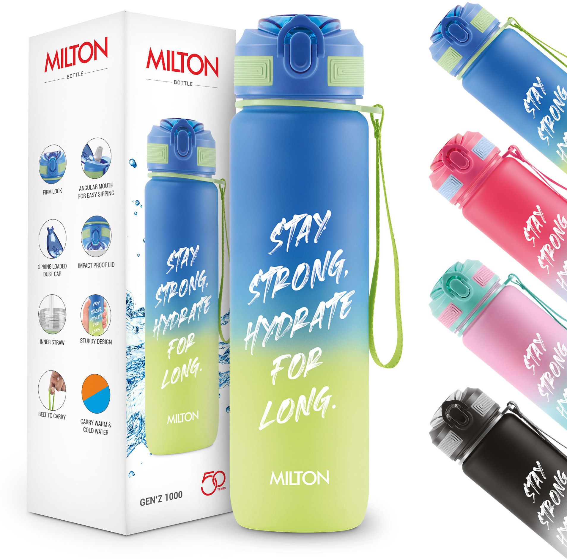 Gen'Z Water Bottle(Stay Strong) with Straw 1000 ml Bottle-image-26
