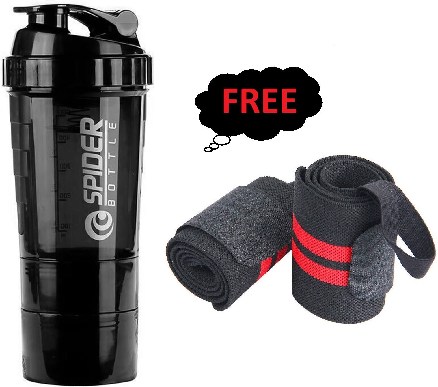 SHAKER BOTTLE FOR GYM AND WRIST BAND COMBO 500 ml Shaker (Pack of 2) 500 ml Plastic Shaker-image-43