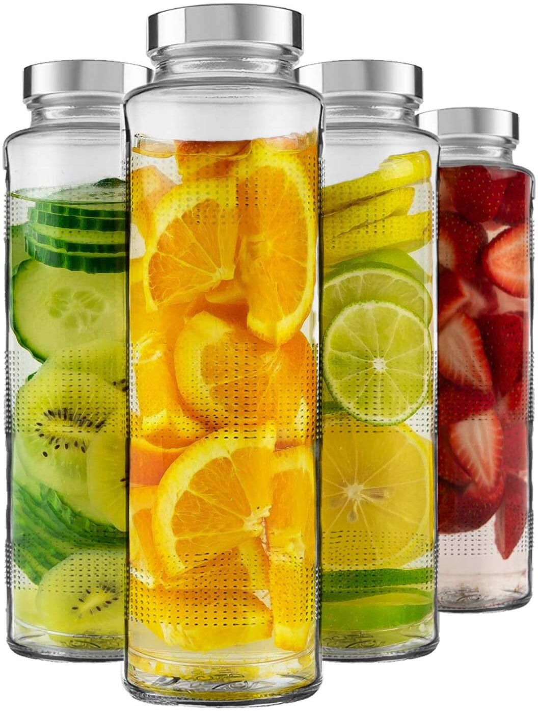 1000ml Glass Food Grade Airtight Water Bottle with Leak-Proof Steel lid 1000 ml Bottle-image-42
