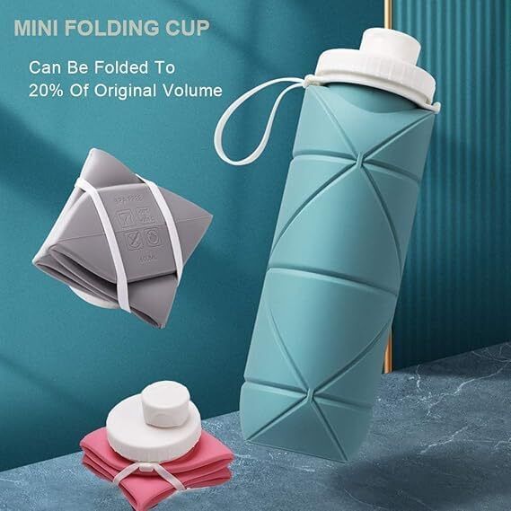 ENOREJIA Folding Silicone Water Bottle Sports Water Bottle 8 cm Collapsible Reflector
