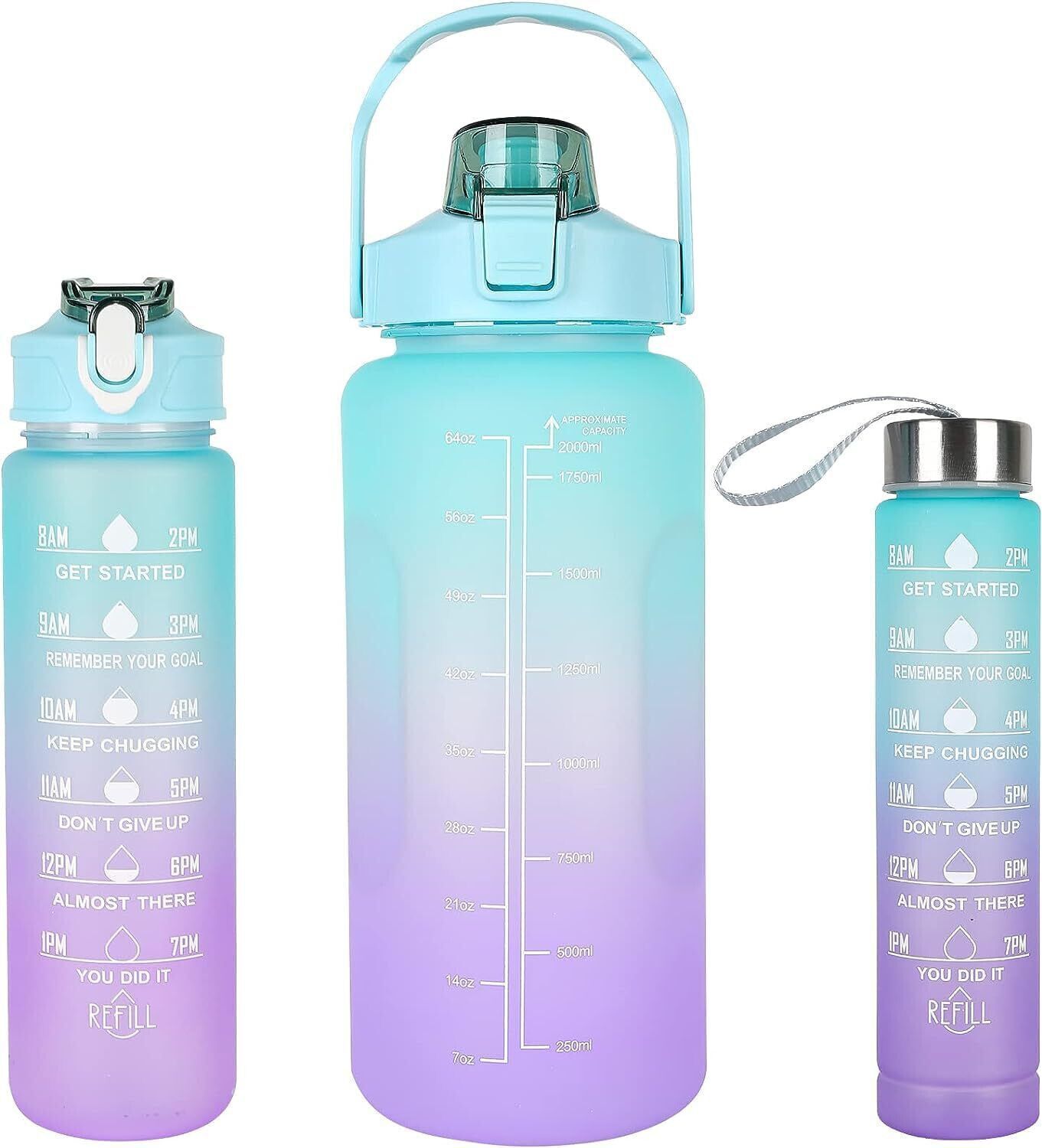 Motivational Water Bottle Set of 3 Pcs 41 2000 ml Plastic Bottle-image-35