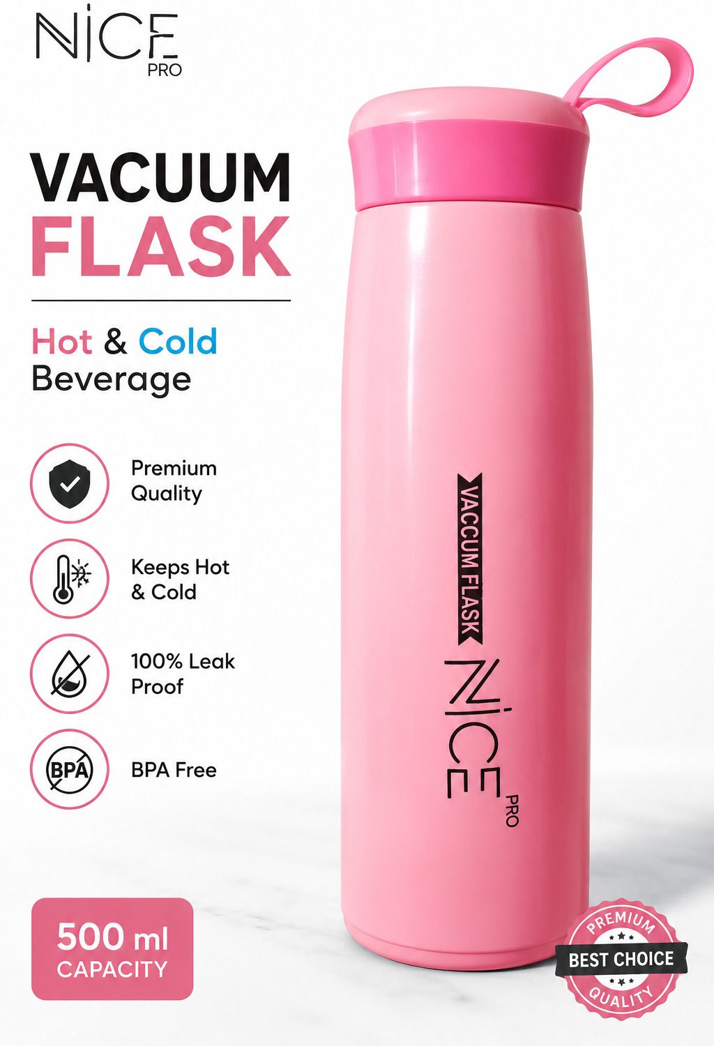 NICE PRO 500 ML VACUUM FLASK 500 ml Plastic Flask-image-27