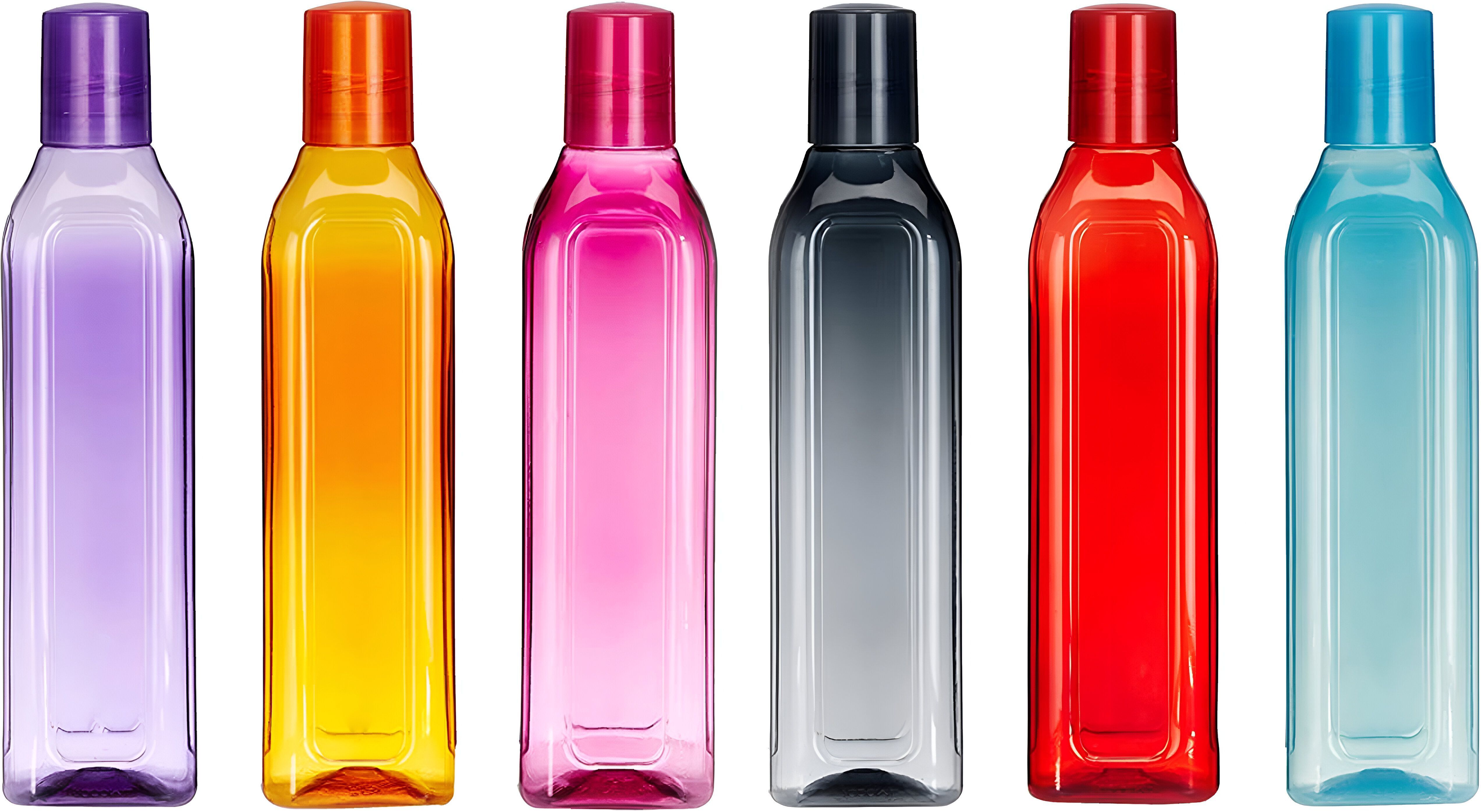vm bond Bottle for Fridge Plastic Water Bottle Set, bottle 1 Litre, Set of 6, Multicolour 1000 ml Plastic Bottle-picture-10