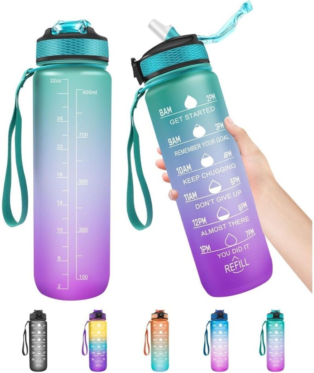 1L Motivational Water Bottle with Straw BPA Free Tritan Sports Bottle_X180 1000 ml Plastic Bottle-image-48
