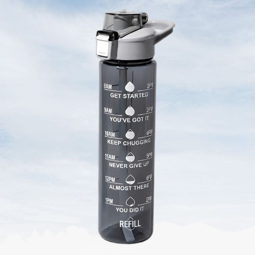urbanova Fitness Goal Hydration Reminder Flip Lock Reusable Water Bottle Design 900 ml Plastic Bottle-picture-12