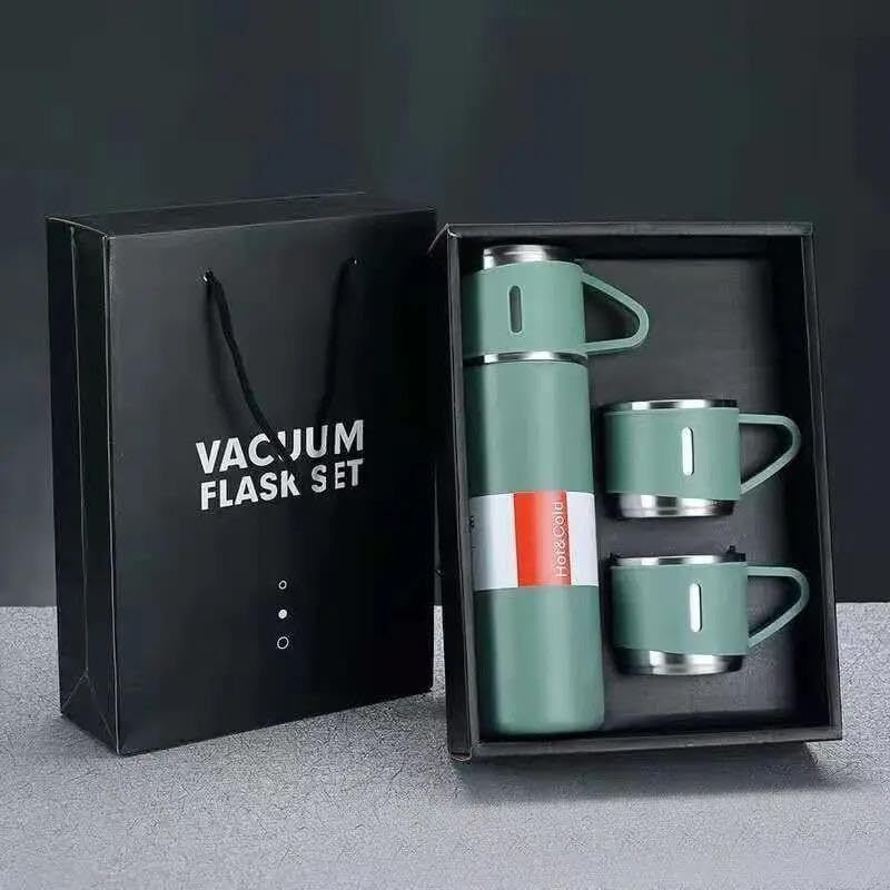star impex Stainless Steel Vacuum Flask Gift Set with 2 Cups | Insulated Hot & Cold 500 ml Stainless Steel Bottle With Drinking Glass-picture-34